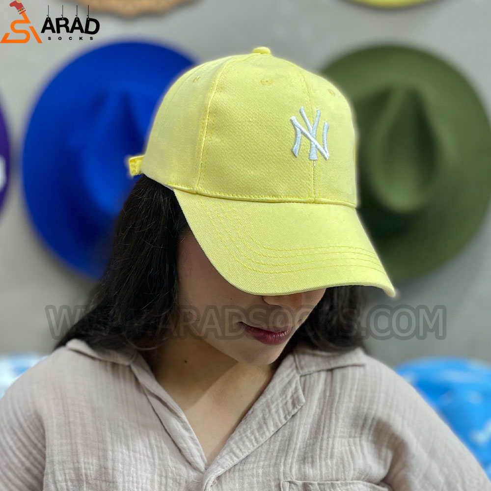 کلاه بیسبالی کتان طرح نیویورک رنگ زرد